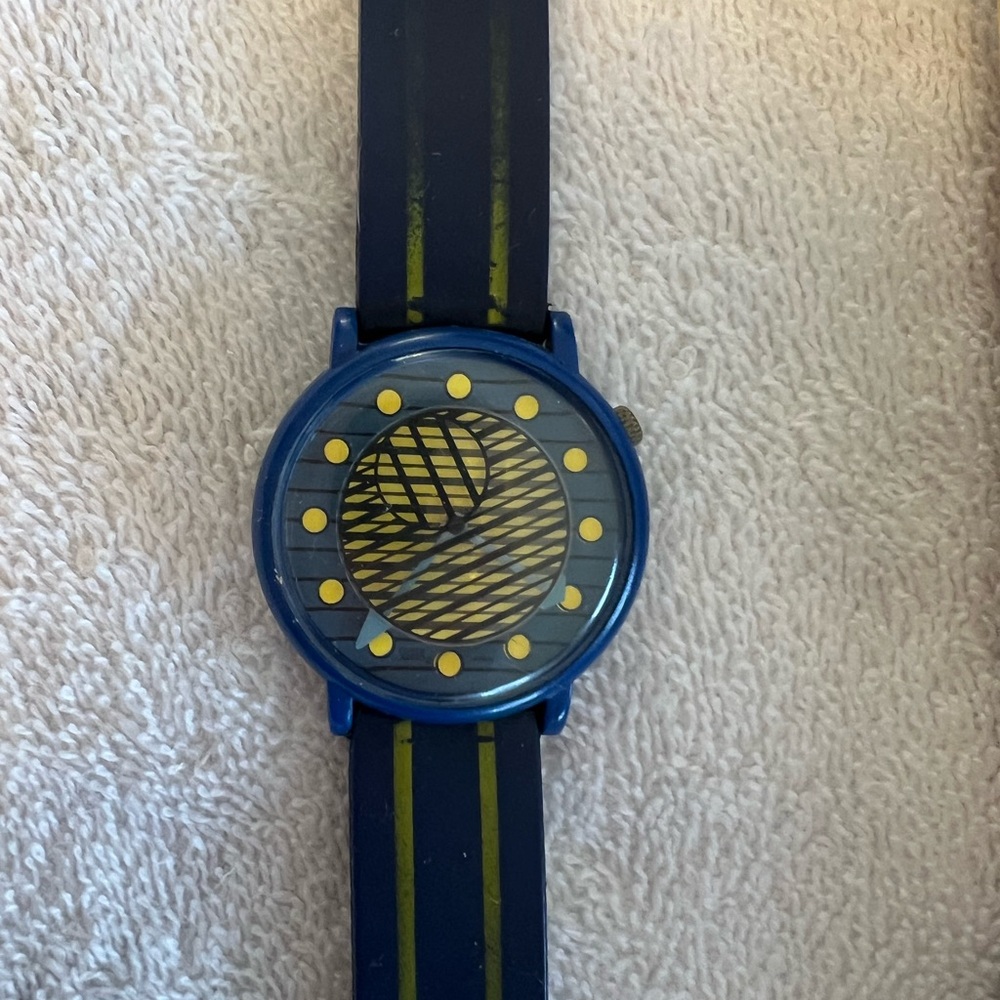 Swatch Blue and Yellow Geometric Watch